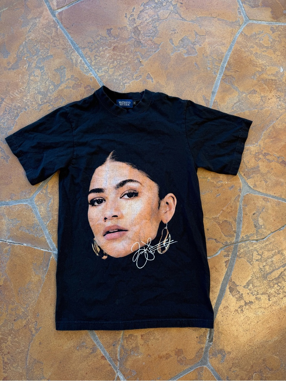 MSTRMND STUDIOS Black Zendaya Graphic Print T-Shirt Crew Neck Short Sleeve S